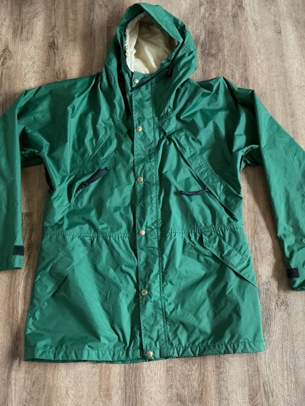 VTG Jacket Mens Large REI Full Zip 80s 90s Lightweight Hooded Fishing USA Green